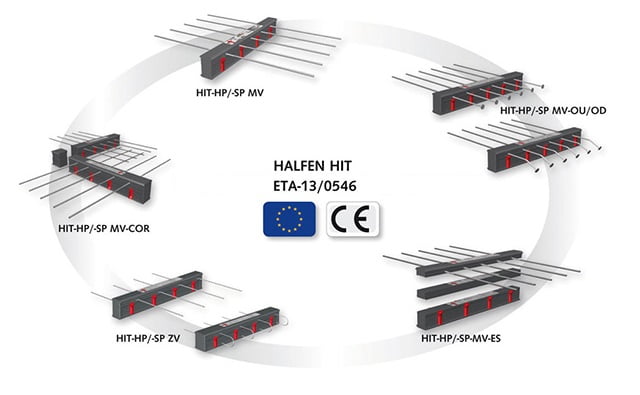 Gembini balkonu idetines detales su izoliuojančiu intarpu Halfen HIT Denia Solutions CE ETA